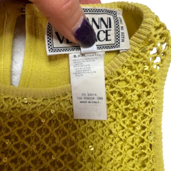 Gianni Versace sequin knitted sleeveless lime top IT 38 - Picture 8 of 15